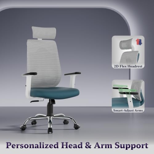 Furnivo Titan Ergonomic Office Chair, White Blue - Image 5