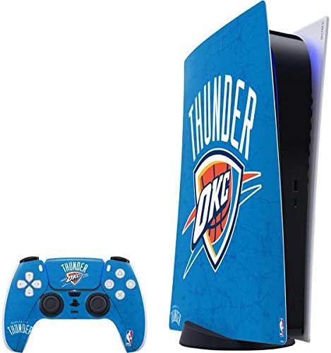 Skinit Decal Gaming Skin Compatible with PS5 Digital Edition Bundle - Officially Licensed NBA Oklahoma City Thunder Blue Jersey Design