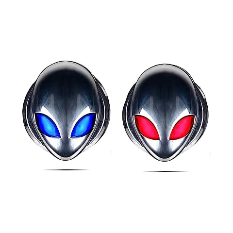 CB 2-Pack Push Start Button Cover, Cool Metal Decoration Protective Interior Accessories, Chrome Ring Switch Protective, Universal Car Engine Pushbutton Cover, Alien Blue & Red Cover
