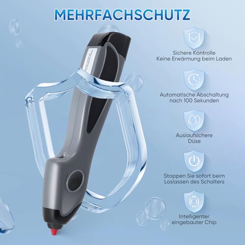 Kabellose Heißklebepistole mit Akku - 6S Schnellvorheizen & Automatischer Tropfschutz, Inkl. 6 Farbigen Bastel-Heißklebestiften (185mm) für Handwerk und Dekoration