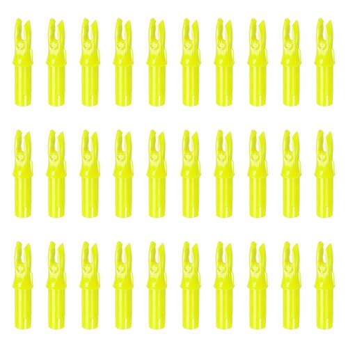 QUARKZMAN Bogenschießen Pfeilnocken Plastik Carbon Pfeileinsätze .244/6.2mm Für DIY Jagd Schießen Compound Recurve Bogen (Gelb, 30 Stück)