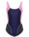 Ekouaer Women's Swimsuit One Piece Swimwear Athletic Training Racerback Splice Swimsuit