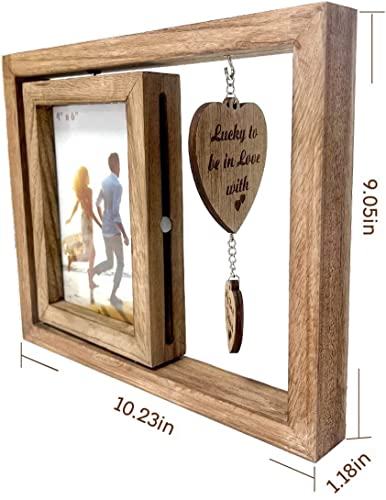Ylu Yni 4X6 Rotating Picture Frame, Heart Pendant, Farmhouse Home Décor, Birthday Gifts For Him, Anniversary Wedding Engagement Gifts For Couples, Gifts For Boyfriend, Valentines Day Decor #TOP1