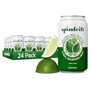 Spindrift Sparkling Water, Nojito Flavored, Made with Real Squeezed Fruit, 12 Fl Oz Cans, Pack of 24 (Only 4 Calories per Can)
