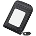 Noedy RFID Blocking Credit Card Case Organizer Genuine Leather Zip-Around Security Wallet Black