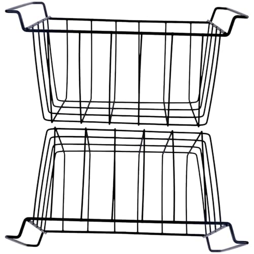 WATERBELINE Paquete de 2 cestas resistentes para congelador, organizador de almacenamiento de alambre de metal para refrigerador con diseños ventilados