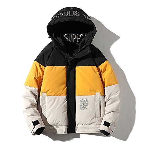 Doudoune homme jaune contrastée 2XL coupe vent imperméable