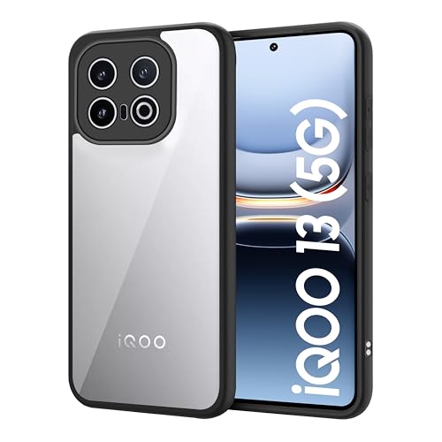 Image of CEDO Backcover for iQOO 13 (5G) | Camera Protection Bump Shockproof Edge | Ultra Hybrid Transparent Acrylic Clear TPU+PC Hard Backcase Cover (Black)