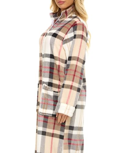 Image of Alexander Del Rossa Long Zip Up Robes, Plush Zipper Robes for Plus Size, Housecoats Zipper Front