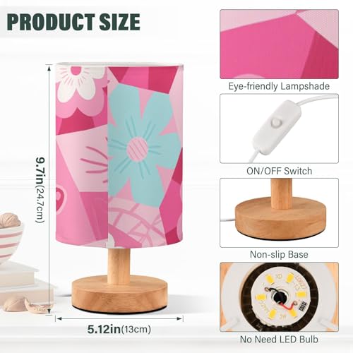 Lámpara USB rosa con flores geométricas para mesa miniatura 3