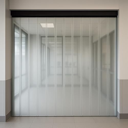 Awoco Luxe 72" x 96" Frosted PVC Strip Curtain – Black MaxBullet Mount Vinyl, Low-Odor, Scratch-Resistant, Privacy & Noise Barrier for Commercial, Retail, Industrial Made in USA by Aleco