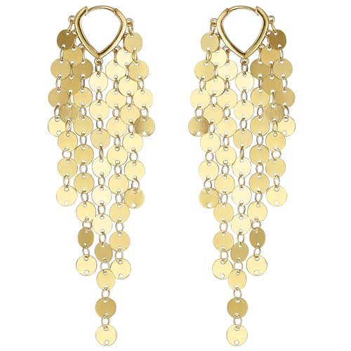 Sequin Gold Tassel Earrings for Women