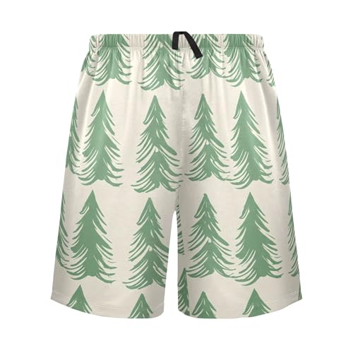 Green Forest Tree Pajama Shorts for Men Lounge Pants Lounge Bottoms Sleepwear Pajama Pant with Pockets, S-XXL