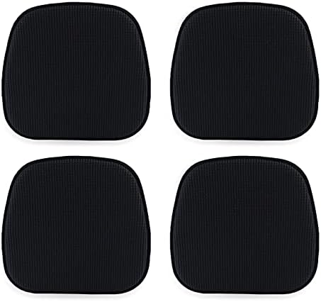 TANYOO Set of 4 Chair Cushion Memory Foam Pads Non Slip Honeycomb Pattern Square 15" x 16" Seat Cover Ultimate Comfort and Softness Cushions (4Pack,Black) 40L x 37W centimetres