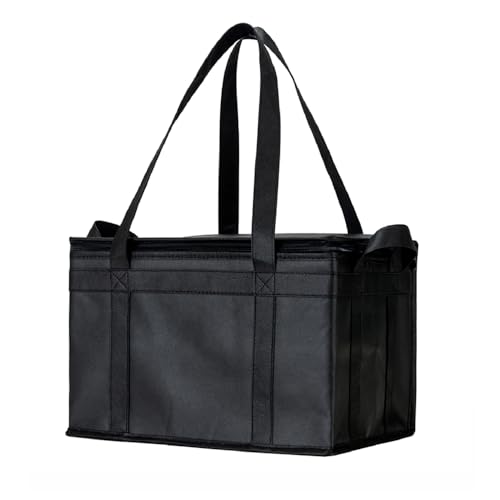 Image of NZ home Insulated Bags for Food Delivery (Large) Grocery Shopping Cooler Bag, Pizza Delivery, Hot & Cold Catering Tote, Reusable, Foldable & Heavy Duty (Black)