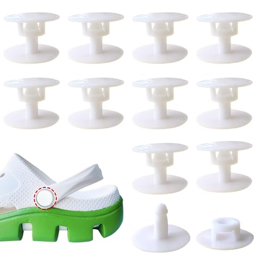 Lopau Replacement Rivets for Beach Shoes, 10Sets Replacement Buttons Snap for Clogs with Holes EVA Shoes, Rivets Repair Parts for Men and Women's Clog Shoe Strap Repair Kit(White)