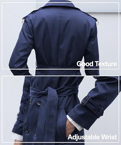 Image of Pantete Men's Double Breasted Trench Coat Oversized Windbreaker Long Jacket