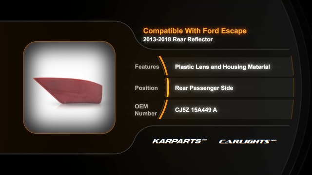 Rear Reflector Lamp Light Right Side For Ford Escape 2013-2019 | Passenger Side Replacement Part FO1185102 - View #8