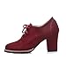 Imagen de UMore Otoño Mujer Tacones Altos Vintage Gamuza con Cordones Zapatos de Negocios Elegantes Bombas de Punta Redonda Color sólido Oficina Carrera Zapatos Oxford