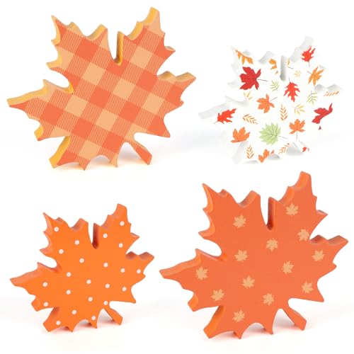 COCHIE Wooden Fall Leaves Decorations for Home Office Indoor, Farmhouse