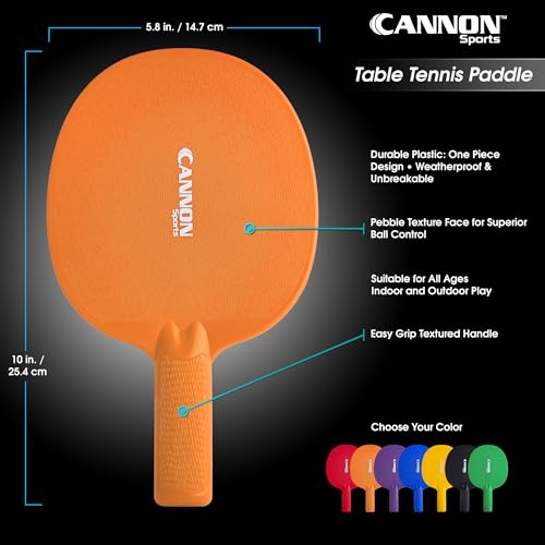 Image of Cannon Sports Unbreakable Table Tennis Paddles - Waterproof & Weather Resistant Table Tennis Rackets for Indoor & Outdoor Use - Textured Easy Grip Handle - Multiple Color Options