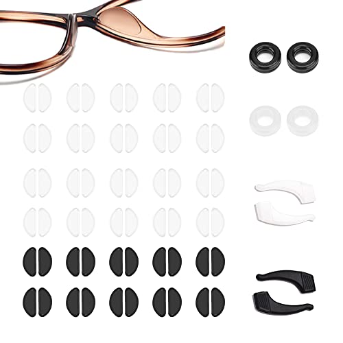 34 Pares Antideslizantes Almohadillas Nasales Adhesivas, Almohadillas de Nariz para Gafas Silicona, Soporte Antideslizante para Gafas, Patillas Gafas de Silicona, Retenedores de Gafas Antideslizantes Cover
