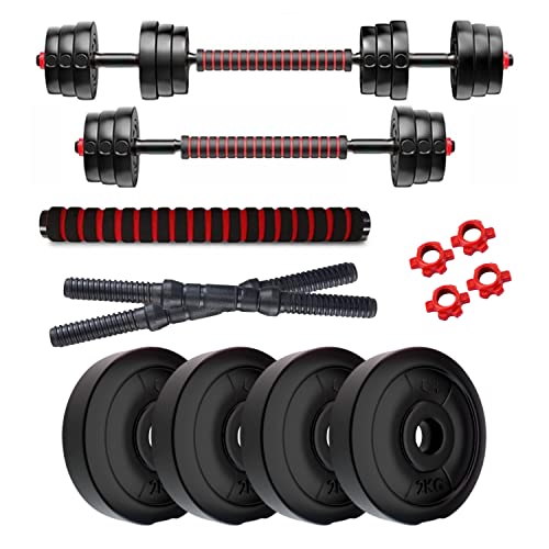Image of Kore 3 In 1 Convertible 8 Kg Pvc Dumbbells Set, Black