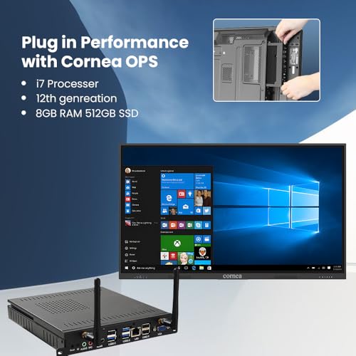 Image of Cornea 75 Inch All in One Interactive Smart Board 3840X2160 Pixel 4K UHD Display and Dual Operating System Android and Windows Version with K-12 Content WritePro for Office, School