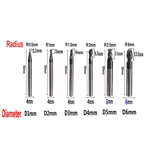 Home Of Quality Tools Radius 0.5 1 1.5 2 2.5 3 Ball Nose Carbide End Mill Set Cnc Cutter Router Bits 2 Flute Spiral Milling Tool thumb #1
