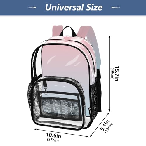 Clear Backpack Women Cute Blush Pink Light Blue Gradient Kids Girls Backpack Boys Approved See through Bag4