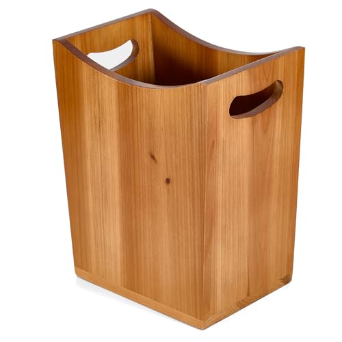 Tenavo 2 Gallons Wooden Bin Wastebasket, Small Trash Can, Decorative Bathroom Trash Can, Waste...