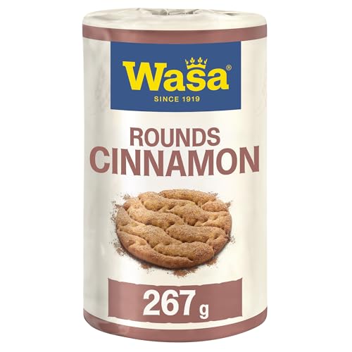 Wasa Tasty Snacks Cinnamon Rounds 267g | kleiner, runder, aus Weizen gebackenes Knäcke-snack mit einem köstlichen Zimtgeschmack, Knäckebrot