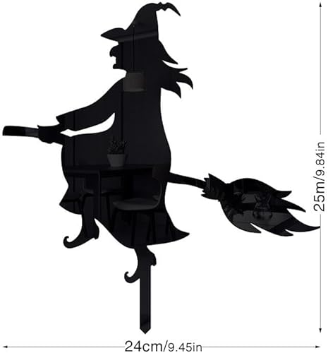 Miniatura 7 de MUDOUCVC Decoraciones de Halloween al aire libre, silueta de bruja negra de Halloween con estacas, letreros de acrílico de Halloween para patio,