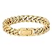 Produktbild KRKC&CO 10mm Panzerkette Armband 18K Gold plattiert Miami Cuban Link Armband Cuban Chains kubanische Gliederarmband goldenes Cuban Armband Hip Hop Armband Hip Hop Schmuck für Herren Jungen Größe 22cm