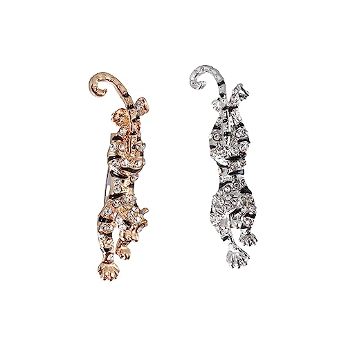 Image of Leadigol Rhinestone Tiger Brooch Pins Women Men Fashion Jewelry Gold Silver Animal Lapel Pin Coat Collar Brooch Badge Wedding Party Clothes Decoration Gifts