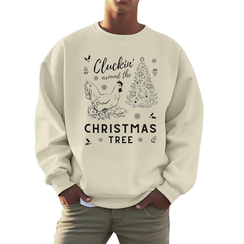 Suéteres de Navidad para hombre, con cuello redondo, manga larga, suéteres de Navidad, cálidos, sueltos, para eventos de Navidad, casuales, novedosos, divertidos, 01#_beige, S