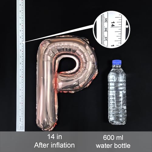 Image of 52 pcs Rose Gold Foil Letter Balloons with Air Pump, 16 Inch 2 A-Z Sets - Mylar Alphabet Balloon Kit for Birthday Banner & Party Decorations