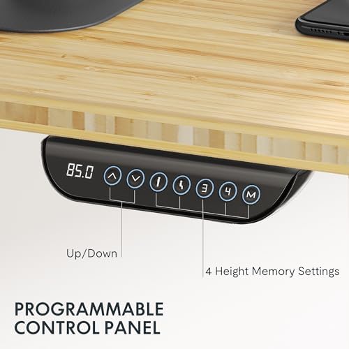 FLEXISPOT E6 MAX Bamboo 55x28 Inch Dual Motor 3-Stage Heavy Duty Standing Desk, 330lbs Weight Capacity, Height Adjustable Desk w/Cable Management & Wheels (Solid Bamboo Desktop + Black Frame) - Thumbnail 4