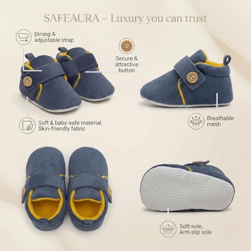 Image of Baby Shoes for Boys & Girls | Baby Boys Shoes | Soft Sole Shoes | Lightweight Breathable Baby Booties | Newborn Shoes (3-12 Months)