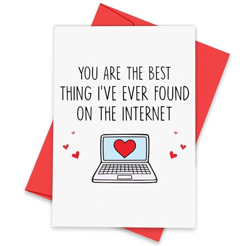 Harmora Funny Anniversary Card for Boyfriend Girlfriend Internet Dating Valentines Day Card Gift Best Thing Ive Ever Found on The Internet