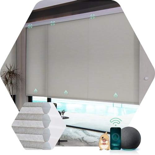 Yoolax Motorized Cellular Shades Compatible with Alexa, Motorized Blinds Smart