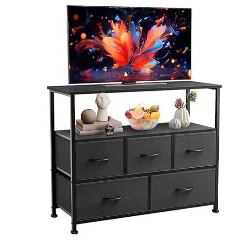TV-Schrank mit 5 Schubladen – Lowboard Kommode mit offenen Fächern &...