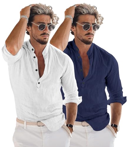 Image of Combo of Men Solid Cotton Blend Straight Kurta Shirt Pack of 2