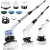Electric Spin Scrubber Upgraded Battery with Extra-Long Runtime, IPX7 Waterproof Power Cleaner with 7 Brush Heads, 2 Speeds Adjustable Long Handle for Bathroom, Floor, Shower, Tile & Kitchen Cleaning