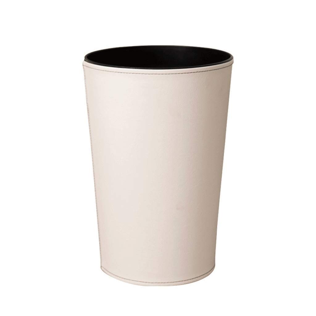 Xixi Classic Leather Trash Can Without Lid Round Storage Bin,Recycle