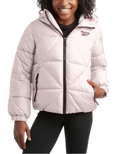 Image of Reebok Girls Heavyweight Quilted Cropped Puffer Parka with Sherpa Lining