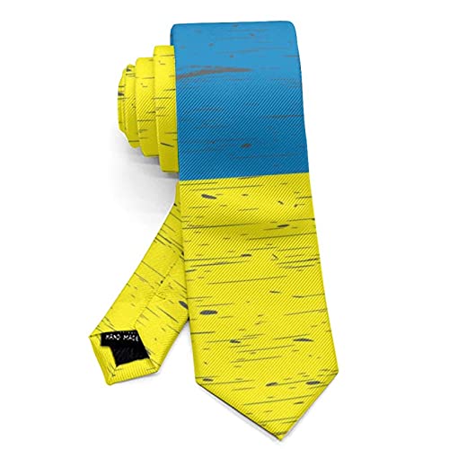 Classic Slim Necktie Ties For Boys & Men, Formal Gentlemen Tie Necktie For Wedding Banquet Business Groomsmen (Ukraine Flag Grunge Art) #TOP8