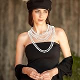 HJZHII 6 szt. długi naszyjnik z pereł, vintage, elegancki naszyjnik ze sztucznych pereł, Flapper, lata 20., perłowe akcesoria, modny warstwowy naszyjnik na sznurku, Gatsby, biżuteria kostiumowa, na
