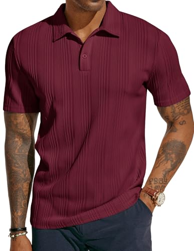 Image of PJ PAUL JONES Mens Polo Shirts Short Sleeve Textured Knit Polos
