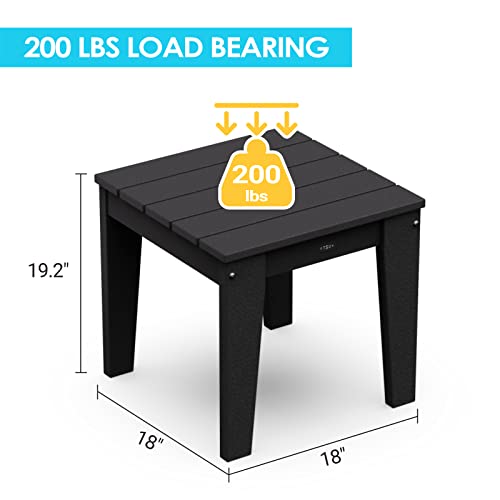 Otsun Outdoor Side Table, End Table For Adirondack Chair, 18" Patio Table For Porch, Yard, Weather Resistant, Black #TOP2
